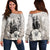 New Caledonia Women's Off Shoulder Sweaters - Vintage Luxury Floral Style Nude - Polynesian Pride