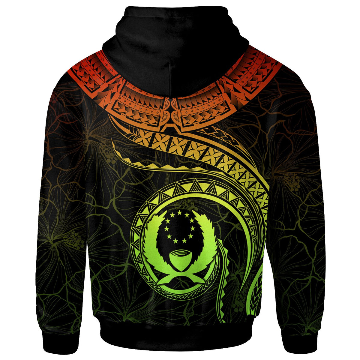 Pohnpei Polynesian Zip up Hoodie Pohnpei Waves (Reggae) - Polynesian Pride