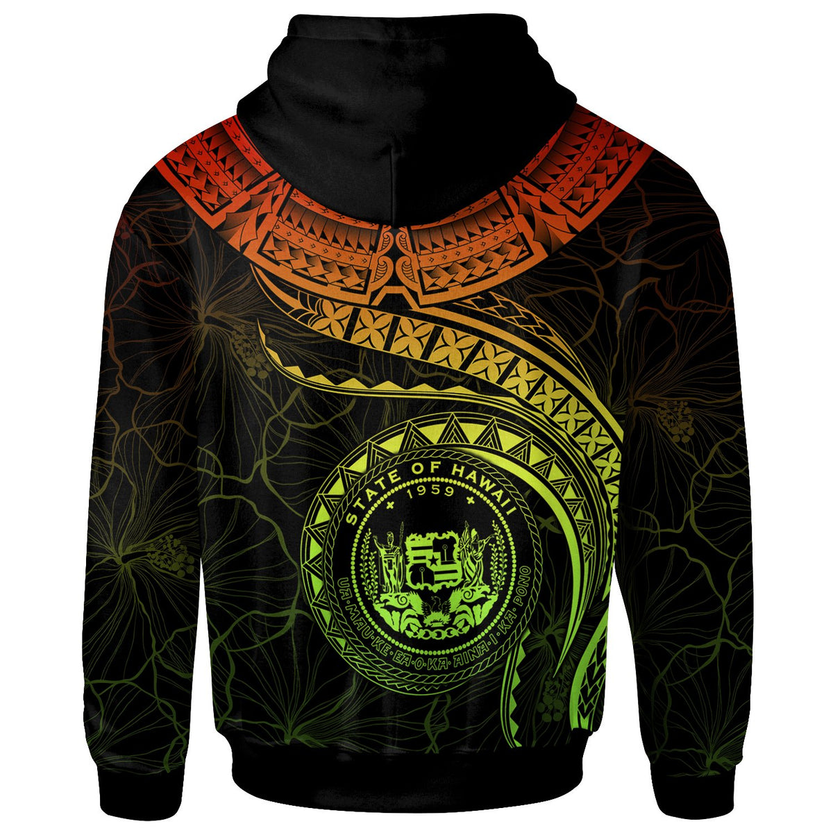 Polynesian Hawaii Zip up Hoodie Hawaiian Waves (Reggae) - Polynesian Pride