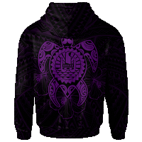Tahiti Polynesian Custom Zip up Hoodie Vintage Polynesian Turtle (Purple) - Polynesian Pride