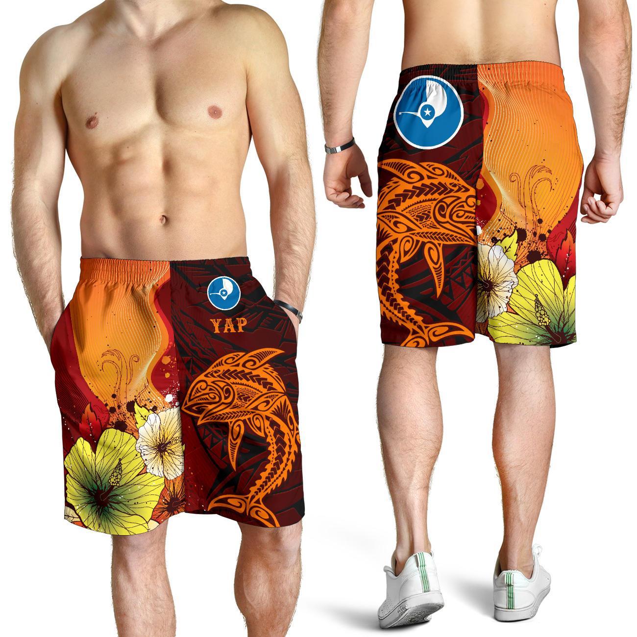 Yap Men's Shorts - Tribal Tuna Fish Orange - Polynesian Pride