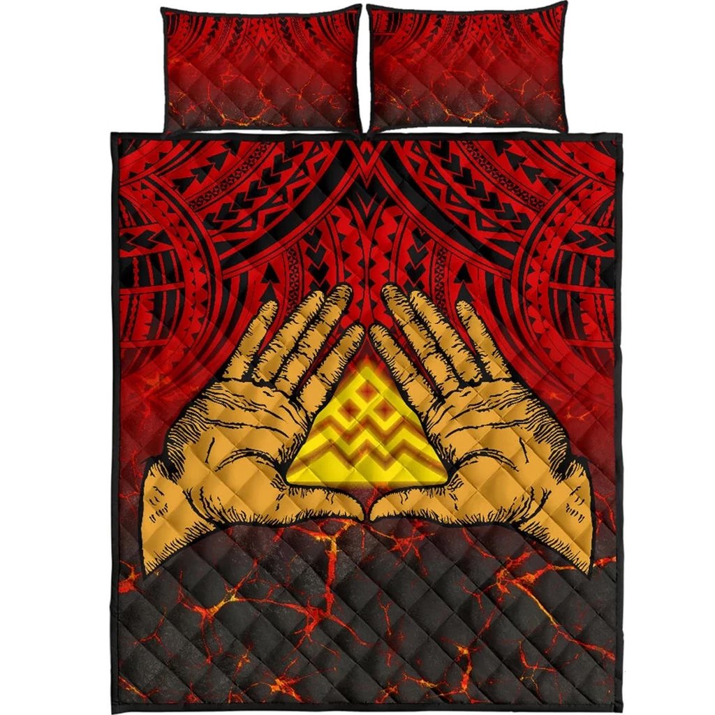 Hawaii Quilt Bed Set - Protect Mauna Kea Red - Polynesian Pride