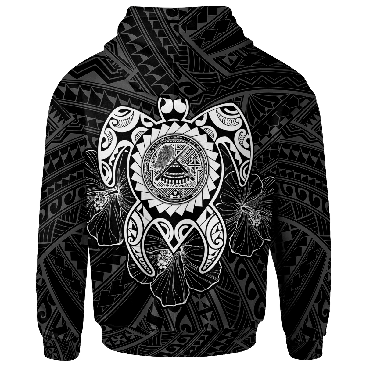 American Samoa Polynesian Hoodie Vintage Polynesian Turtle (White) - Polynesian Pride