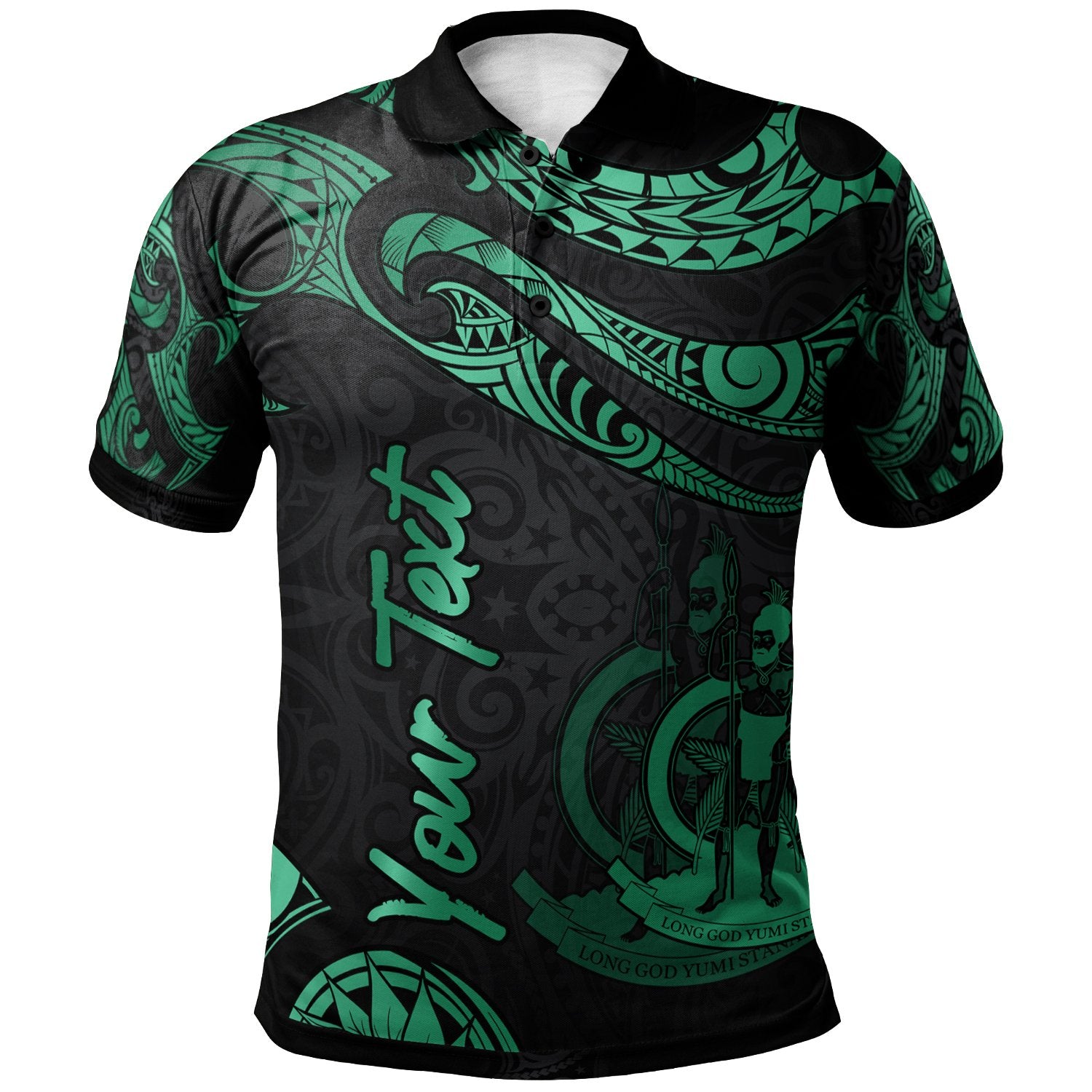 Vanuatu Custom Polo Shirt Polynesian Tattoo Green Version Unisex Green - Polynesian Pride