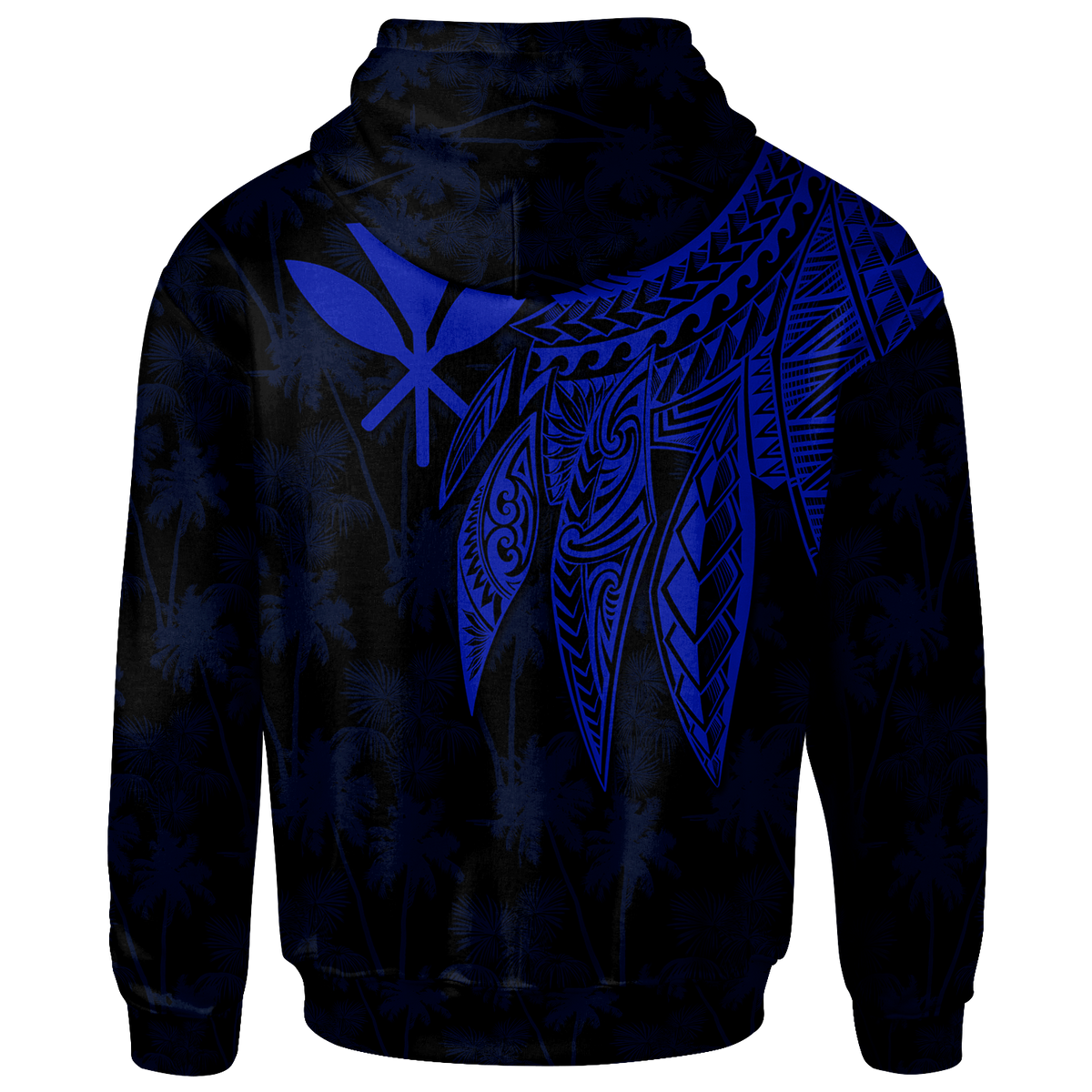 Polynesian Hawaii Kanaka Maoli Custom Zip up Hoodie Polynesian Wings (Blue) - Polynesian Pride