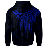 Polynesian Hawaii Kanaka Maoli Custom Zip up Hoodie Polynesian Wings (Blue) - Polynesian Pride