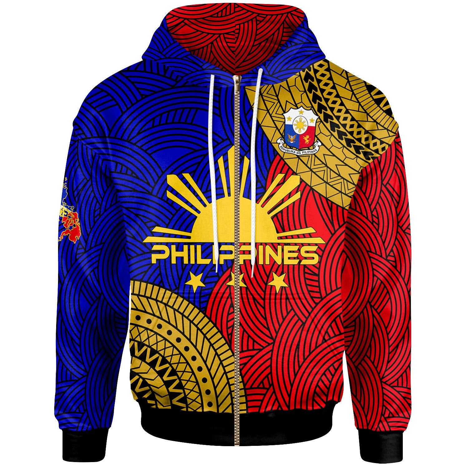 Philippines Zip Hoodie Philippines Pride Unisex Red - Polynesian Pride