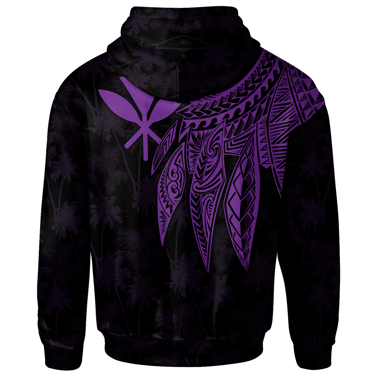 Polynesian Hawaii Kanaka Maoli Custom Zip up Hoodie Polynesian Wings (Purple) - Polynesian Pride
