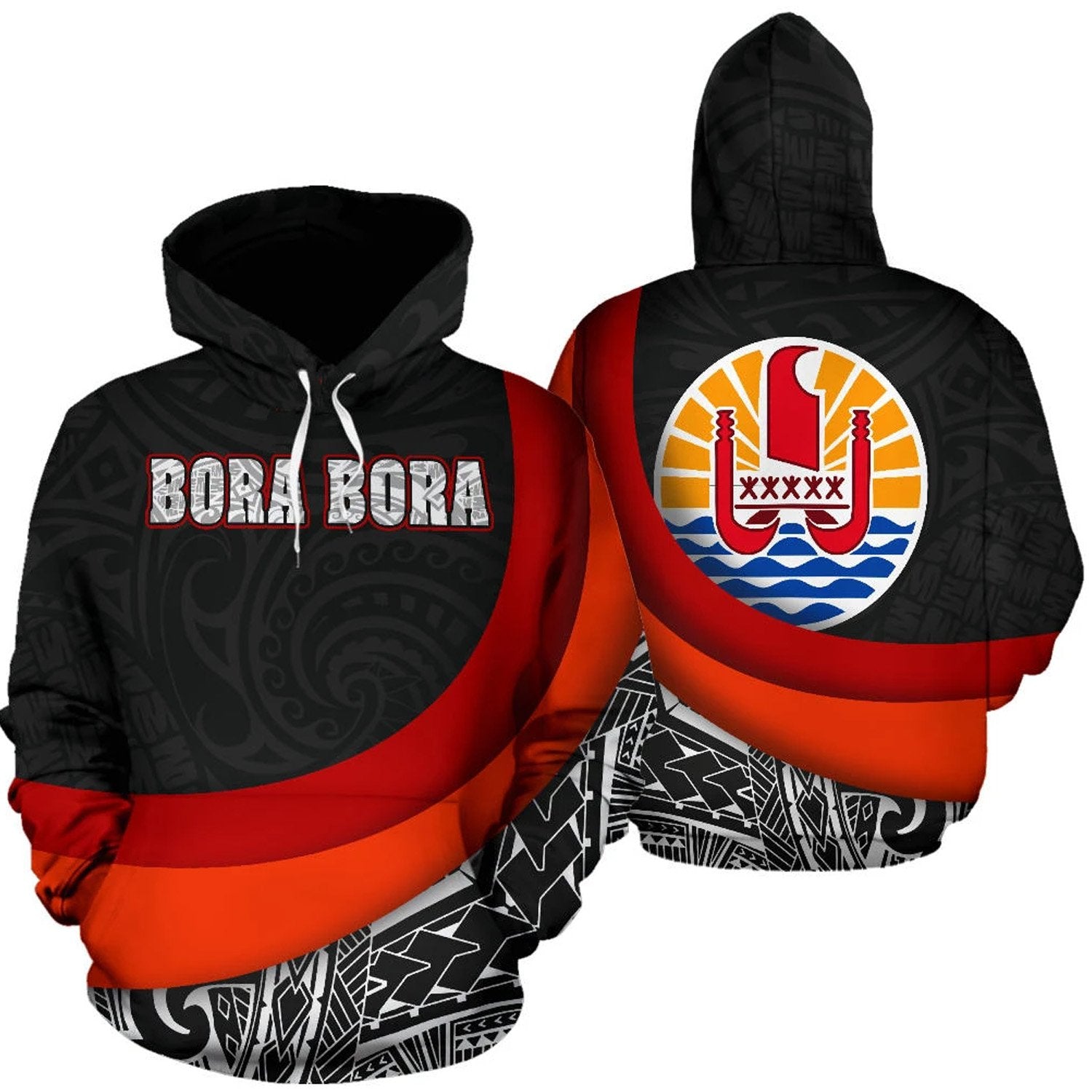 French Polynesia Hoodie Bora Bora Islands Unisex Black - Polynesian Pride