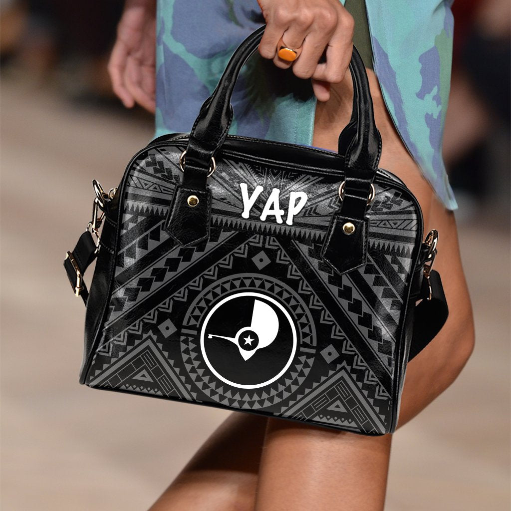 Yap Shoulder Handbag - Yap Seal With Polynesian Tattoo Style One Size Black - Polynesian Pride