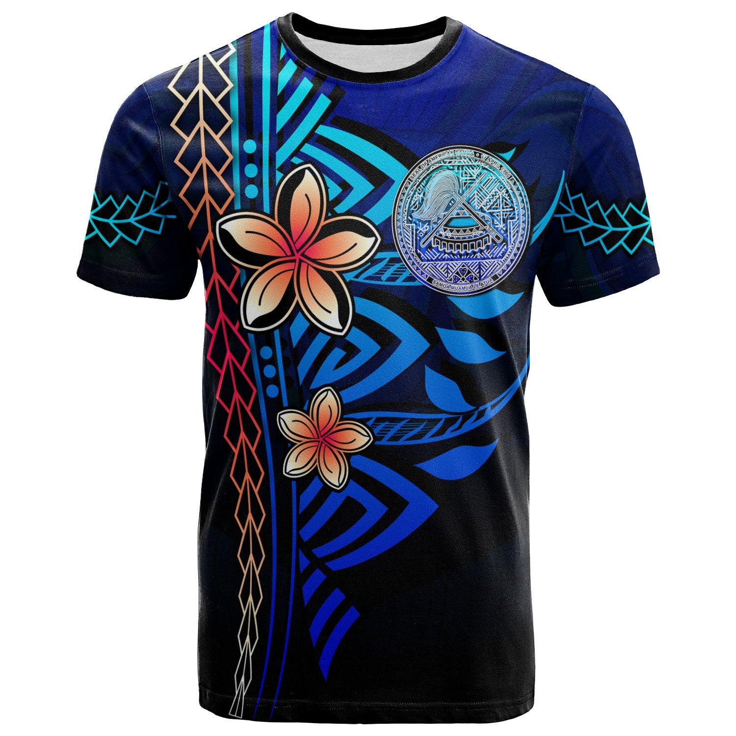 American Samoa Polynesian T Shirt Blue Vintage Tribal Mountain Unisex Blue - Polynesian Pride