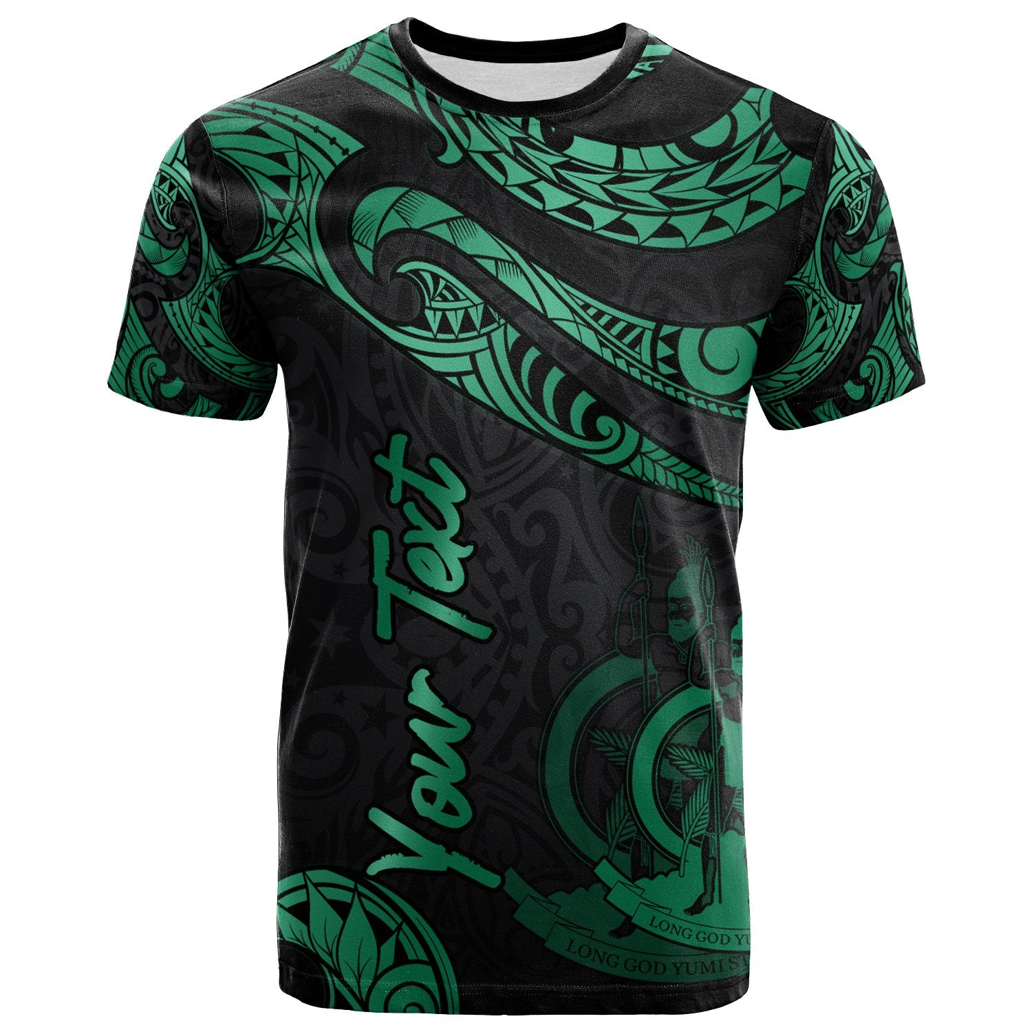 Vanuatu Polynesian Custom T Shirt Polynesian Tattoo Green Version Unisex Art - Polynesian Pride