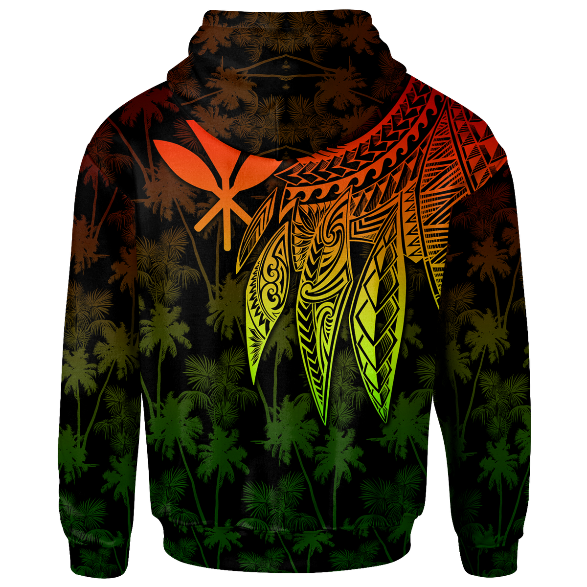 Polynesian Hawaii Kanaka Maoli Custom Zip up Hoodie Polynesian Wings (Reggae) - Polynesian Pride
