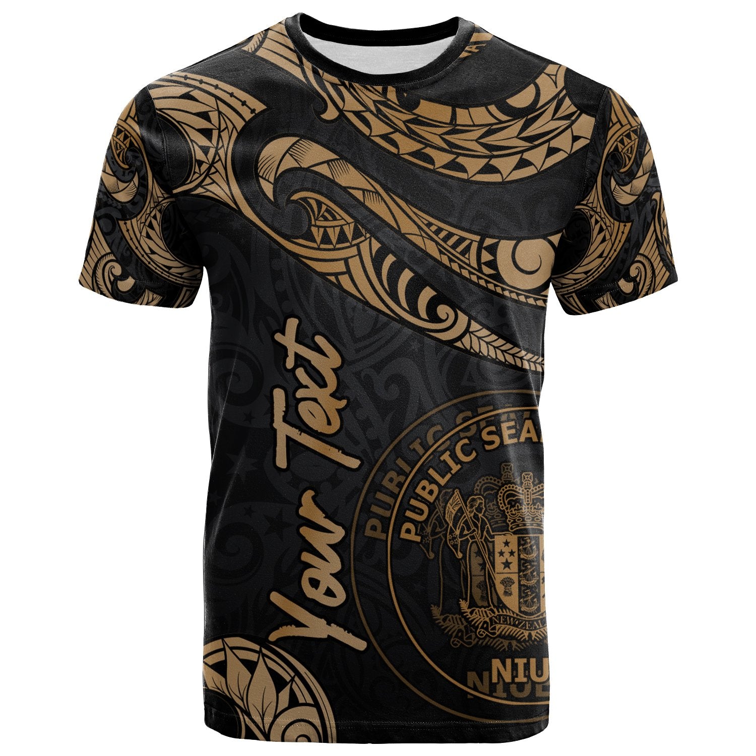 Niue Polynesian Custom T Shirt Poly Tattoo Gold Version Unisex Art - Polynesian Pride