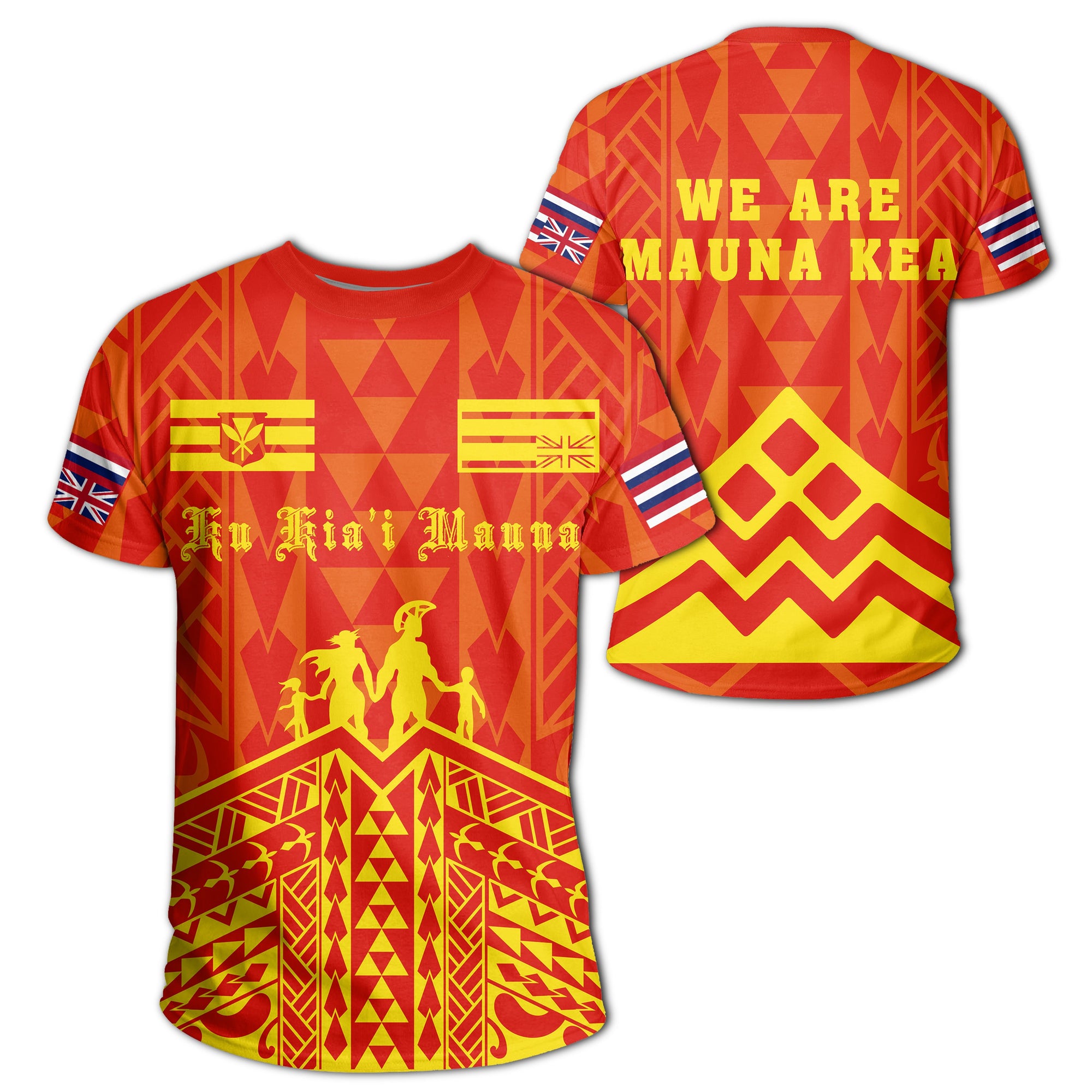 Hawaiian Mauna Kea T shirt Ku Kiai Mauna Unisex Red - Polynesian Pride