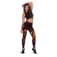 Marshall Islands Polynesian Women's Leggings - Legend of Marshall Islands (Red) - Polynesian Pride