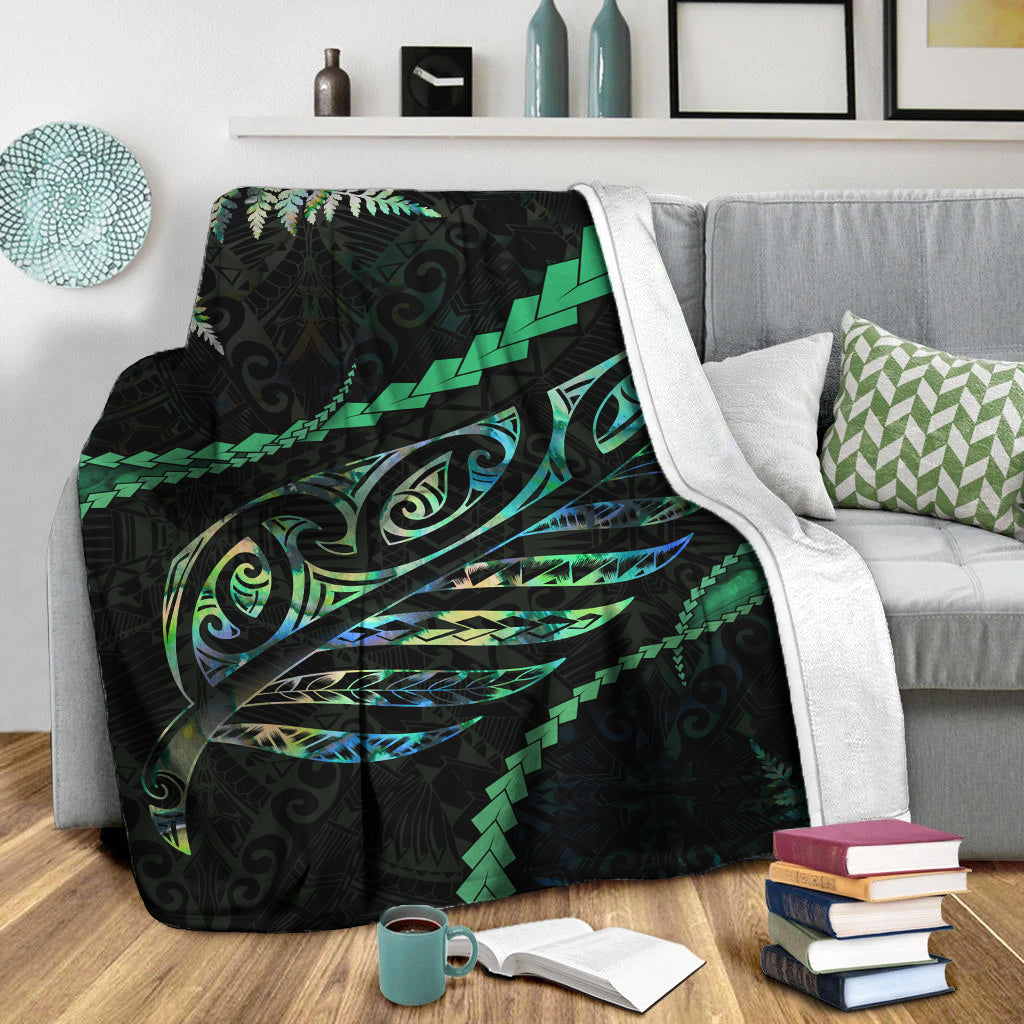 New Zealand Paua Shell Silver Fern Premium Blanket - Polynesian Pride