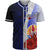 Tahiti Polynesian Custom Personalised Baseball Shirt - Coat Of Arm With Hibiscus Blue Unisex Blue - Polynesian Pride