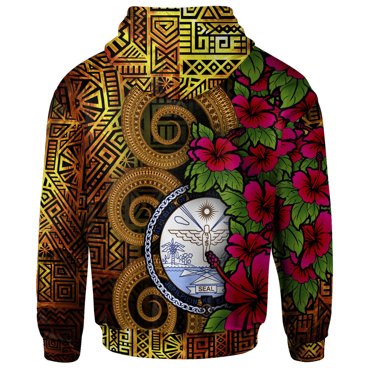 Marshall Islands Polynesian Custom Zip up Hoodie Hibiscus Vintage - Polynesian Pride