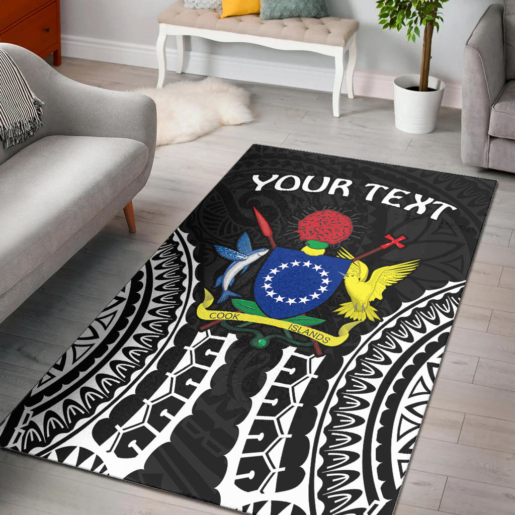 (Custom Personalised) Cook Islands Area Rug Polynesian Cultural The Best For You LT13 Rug Black - Polynesian Pride
