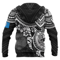 Northern Mariana Islands Polynesian Hoodie (Zip up) White Turtle - Polynesian Pride
