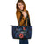 Kosrae Polynesian Leather Tote - Blue Turtle Hibiscus - Polynesian Pride