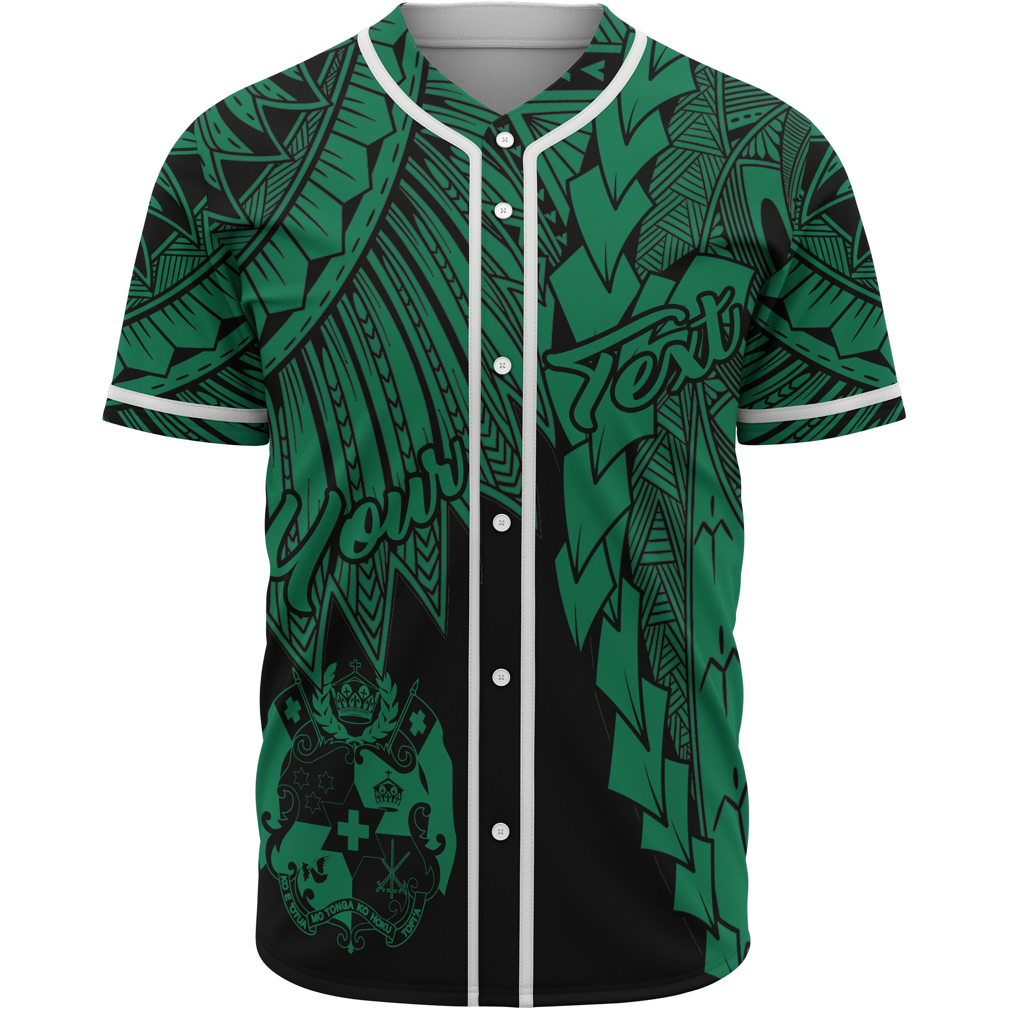 Tonga Polynesian Custom Personalised Baseball Shirt - Tribal Wave Tattoo Green Unisex Green - Polynesian Pride