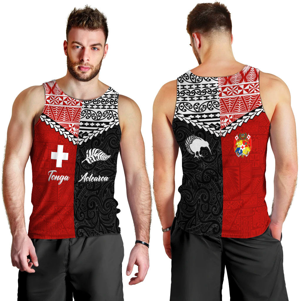 Tonga Combine New Zealand Maori Aotearoa Heritage Men Tank Top - LT12 Red - Polynesian Pride