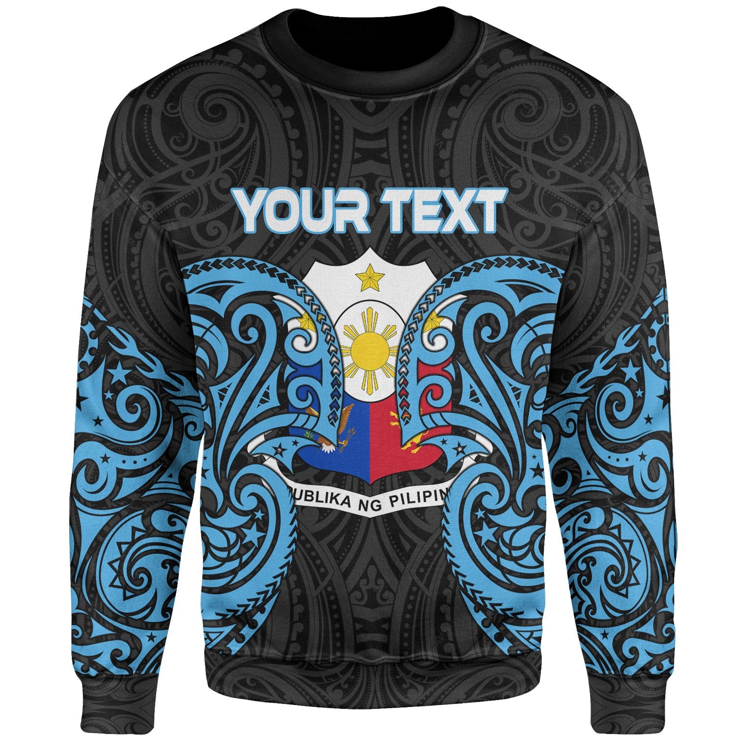 Philippines Polynesian Custom Personalised Sweater - Spirit Style Blue Unisex Blue - Polynesian Pride