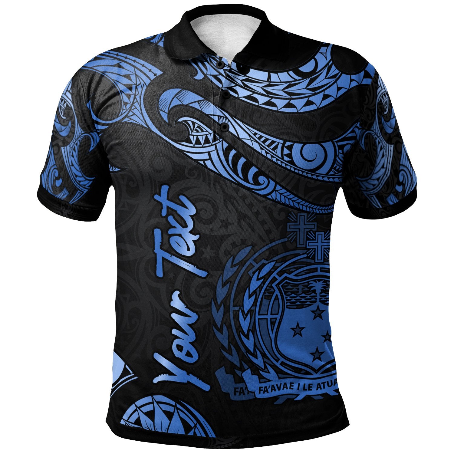 Samoa Custom Polo Shirt Polynesian Tattoo Blue Version Unisex Blue - Polynesian Pride