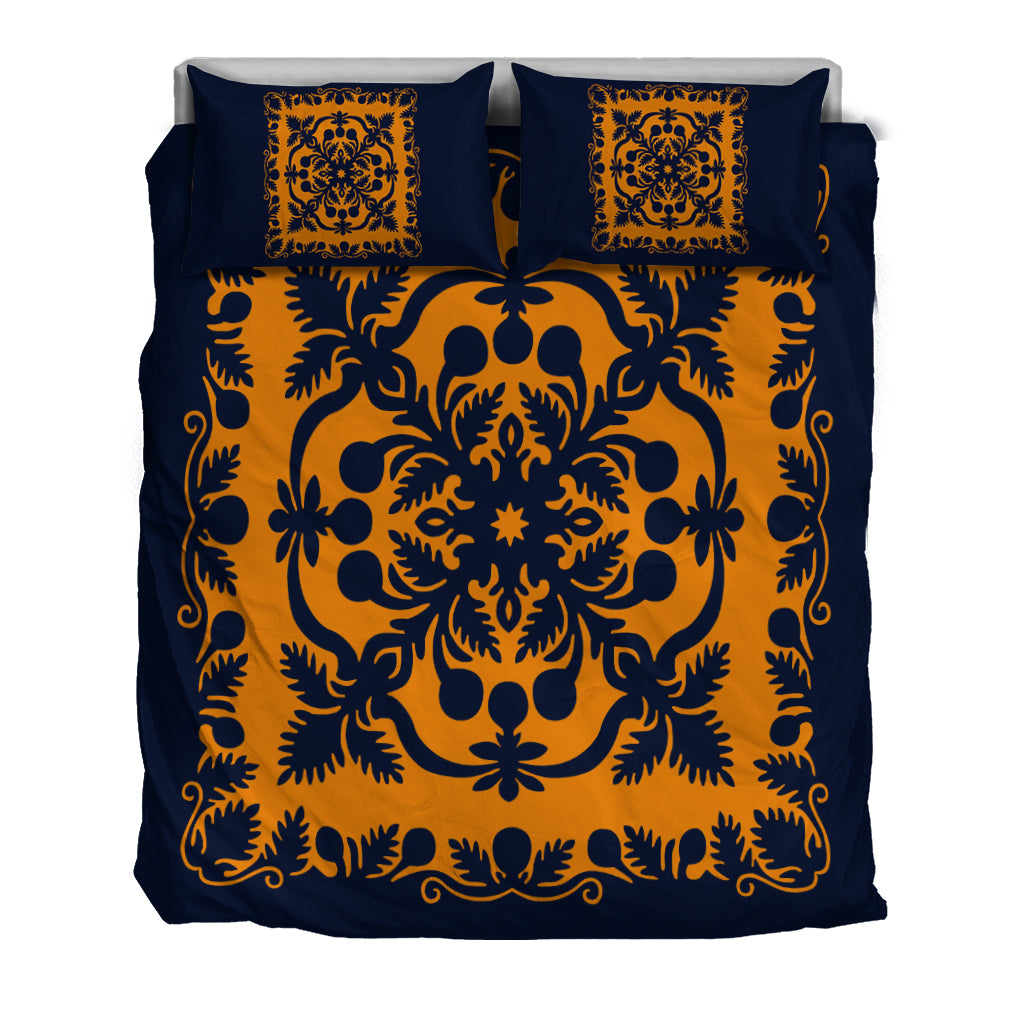 Hawaii Bedding Set Royal Pattern - Orange and Royal Blue - Polynesian Pride