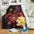 Hawaii Turtle Premium Blanket Hawaiian Flowers Version Red Elegant LT13 - Polynesian Pride