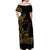 Hawaii Polynesian Off Shoulder Long Dress Ukulele Gold LT13 - Polynesian Pride