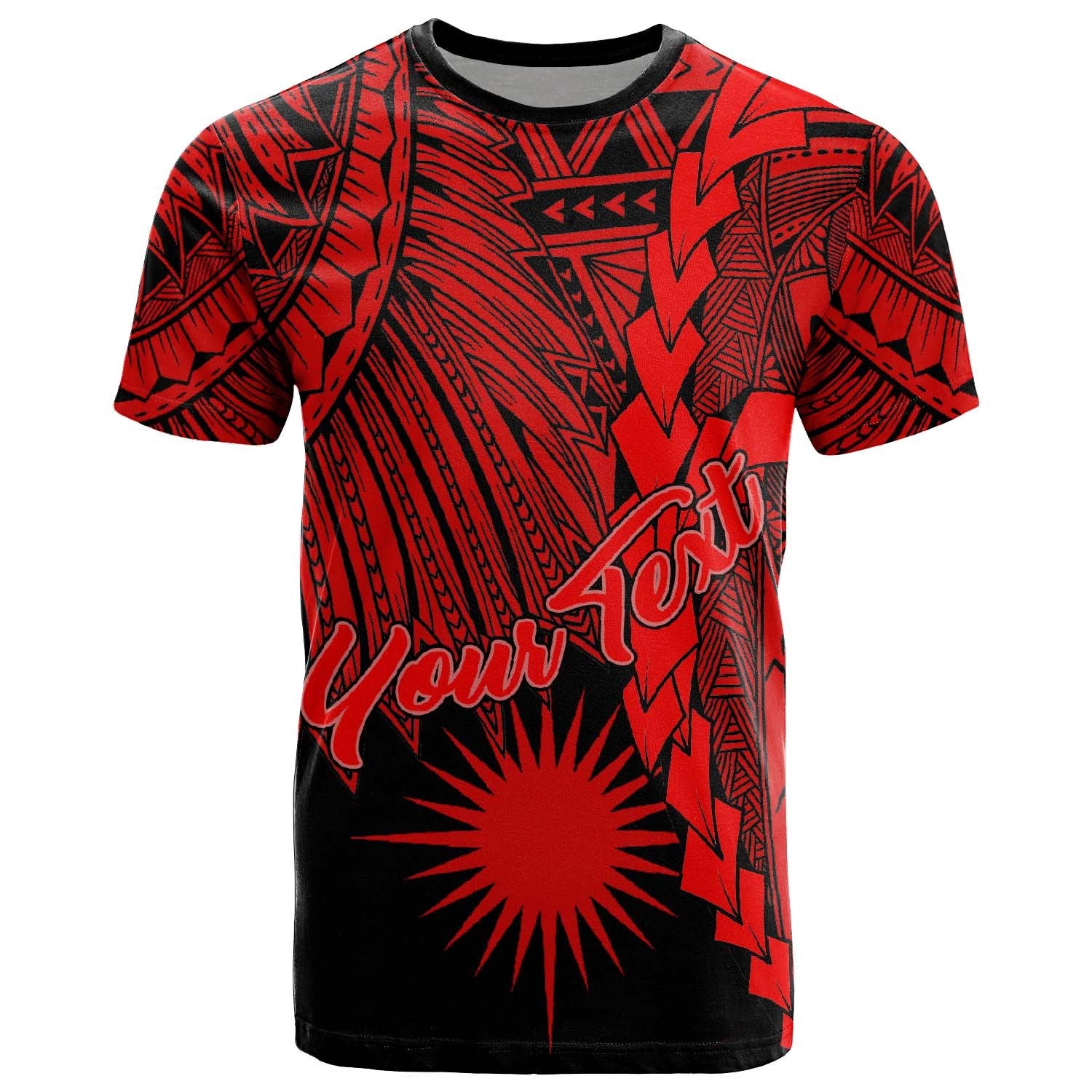 Marshall Islands Polynesian Custom T Shirt Tribal Wave Tattoo Red Unisex Red - Polynesian Pride