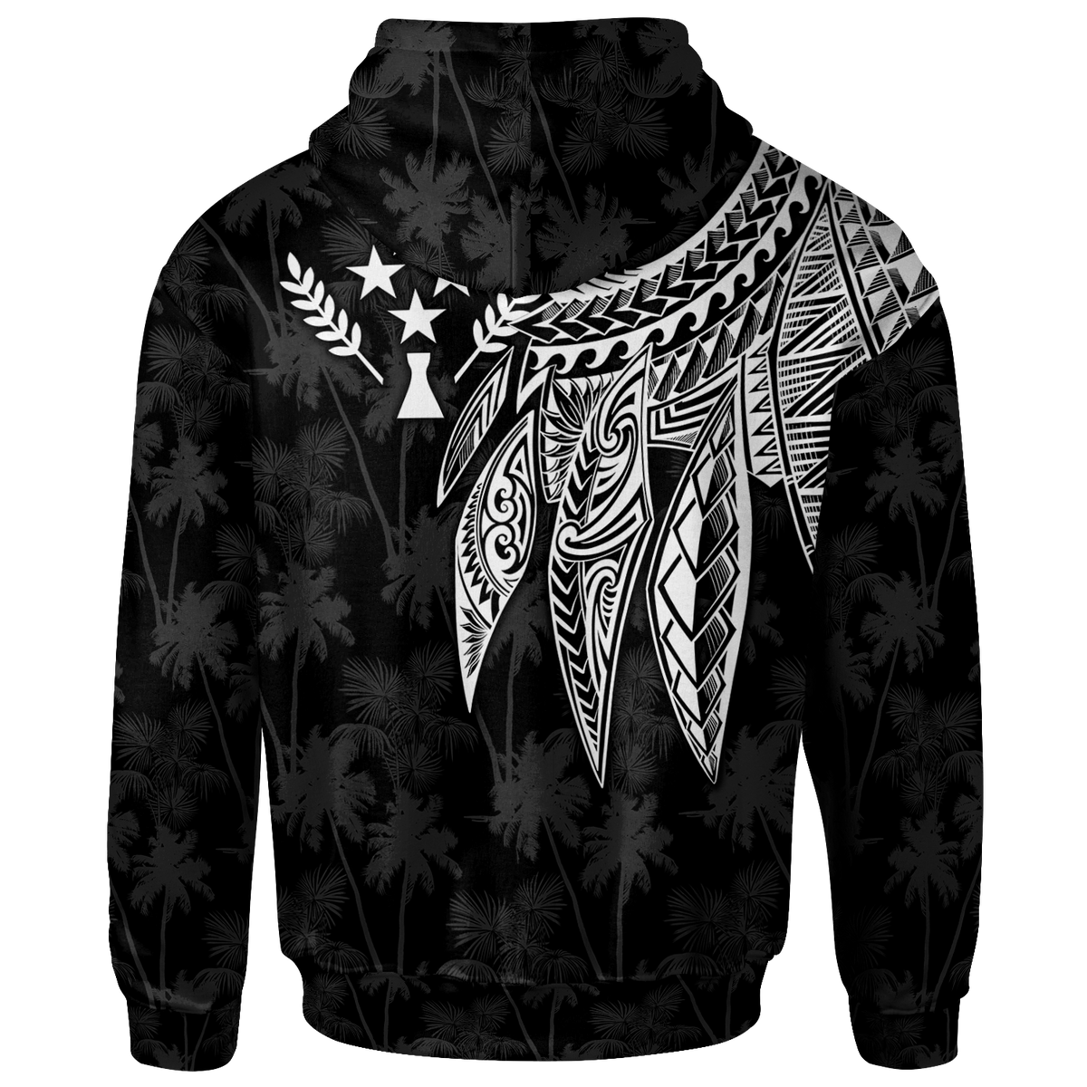 Kosrae Custom Zip up Hoodie Polynesian Wings (White) - Polynesian Pride