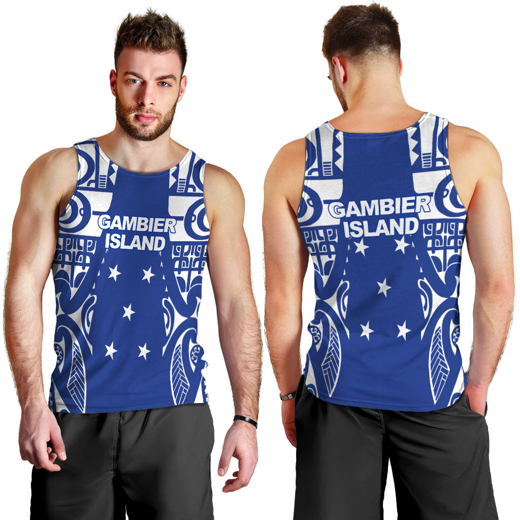 Gambier Islands Tribal Men Tank Top - LT12 Blue - Polynesian Pride