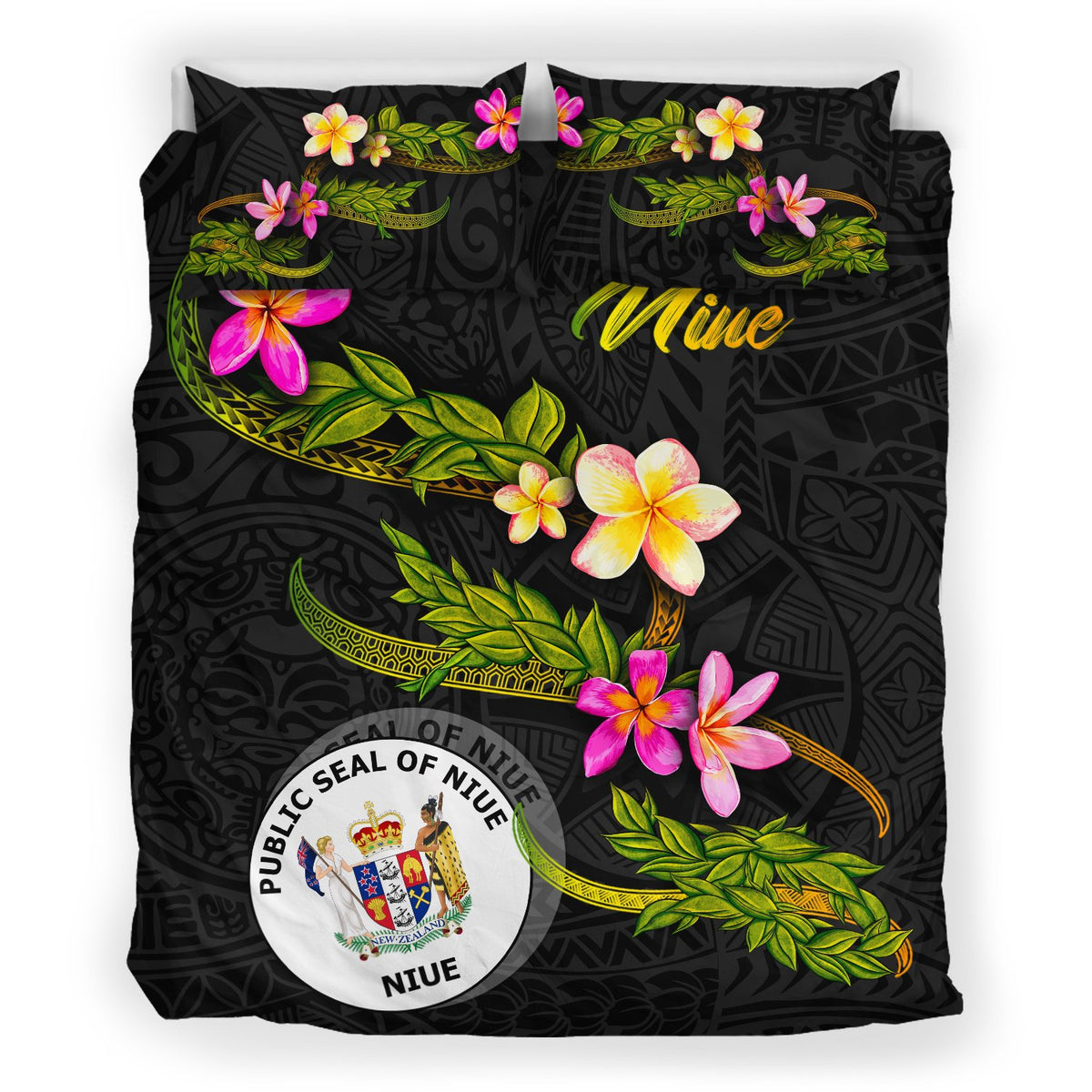 Niue Polynesian Bedding Set - Plumeria Tribal - Polynesian Pride