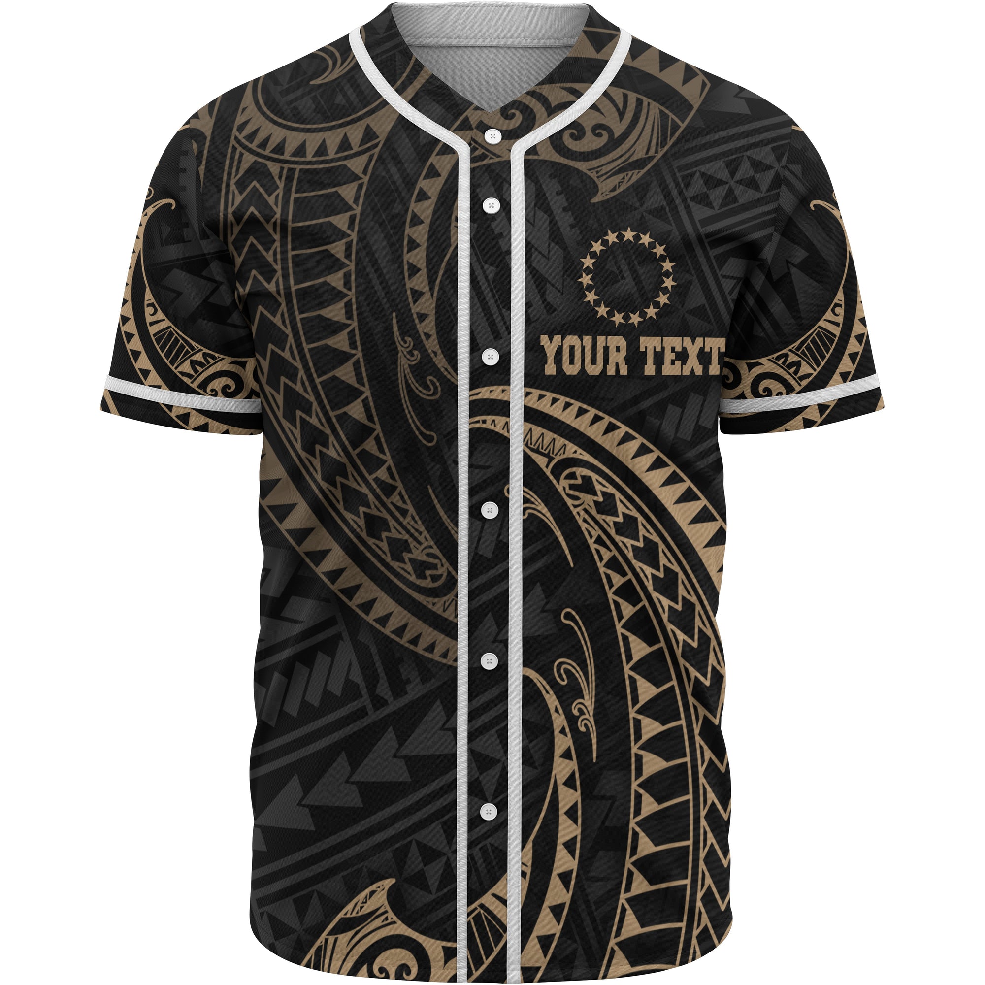 Cook Islands Polynesian Custom Personalised Baseball Shirt - Gold Tribal Wave Unisex Gold - Polynesian Pride