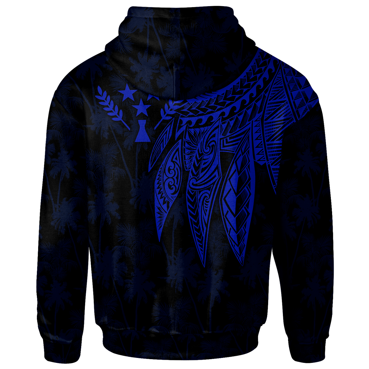 Kosrae Zip up Hoodie Polynesian Wings (Blue) - Polynesian Pride