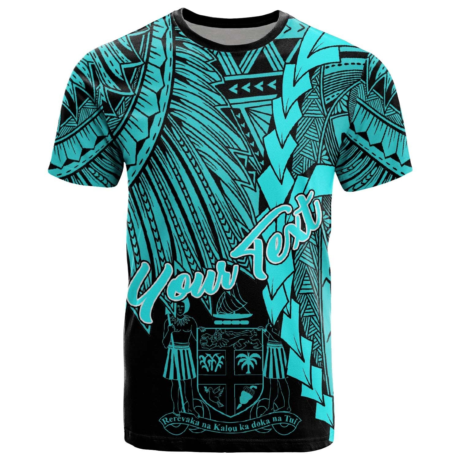 Fiji Polynesian Custom T Shirt Tribal Wave Tattoo Neon Blue Unisex Neon Blue - Polynesian Pride