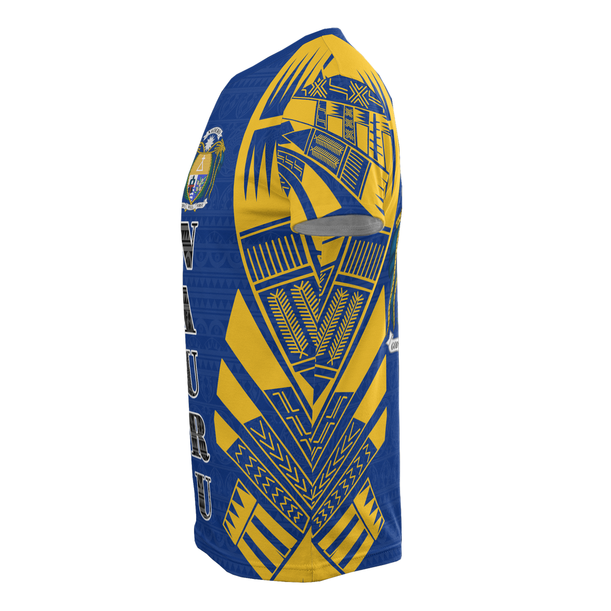 Nauru T Shirt Nauru Coat Of Arms Polynesian Tattoo Blue Style - Polynesian Pride