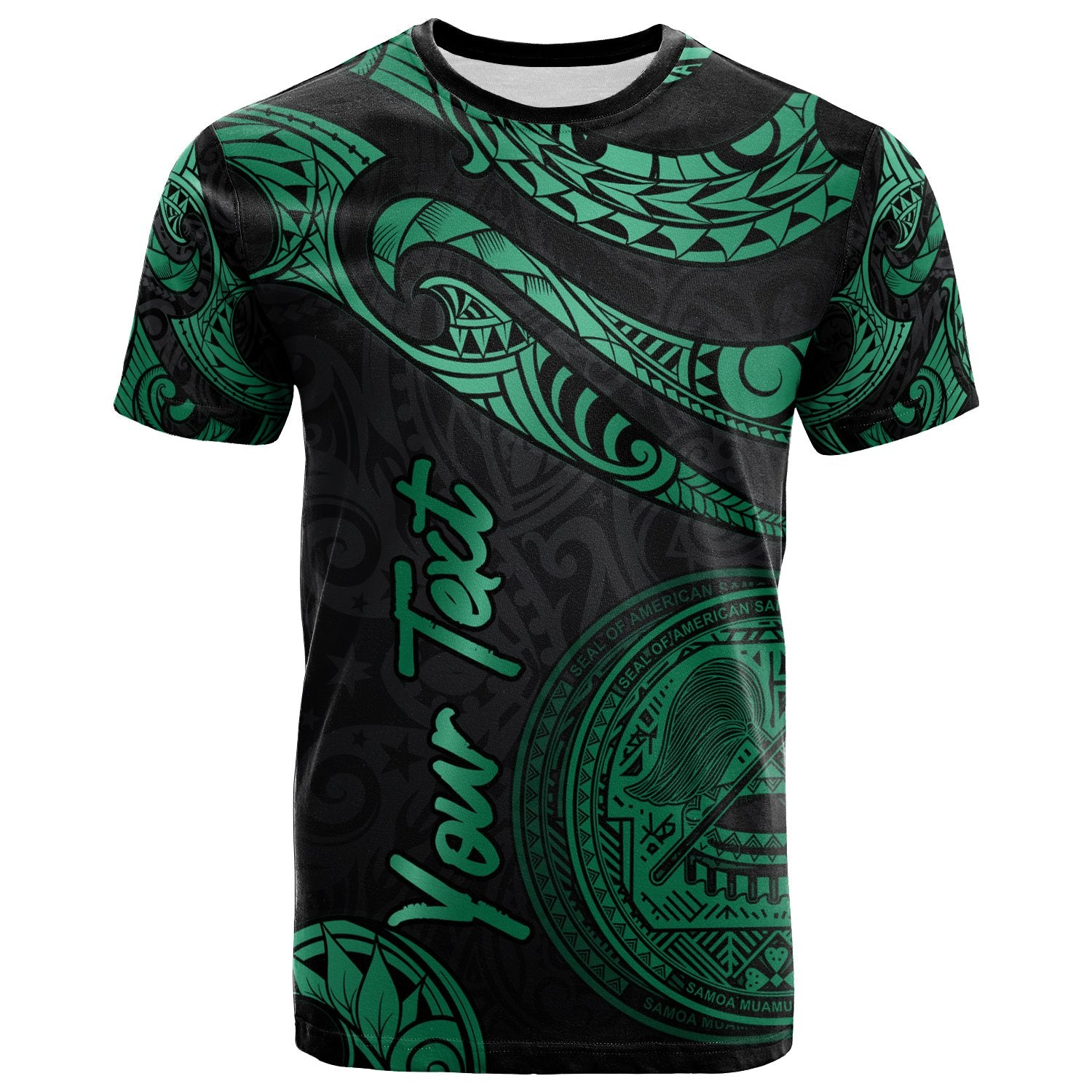 American Samoa Polynesian Custom T Shirt Polynesian Tattoo Green Version Unisex Art - Polynesian Pride