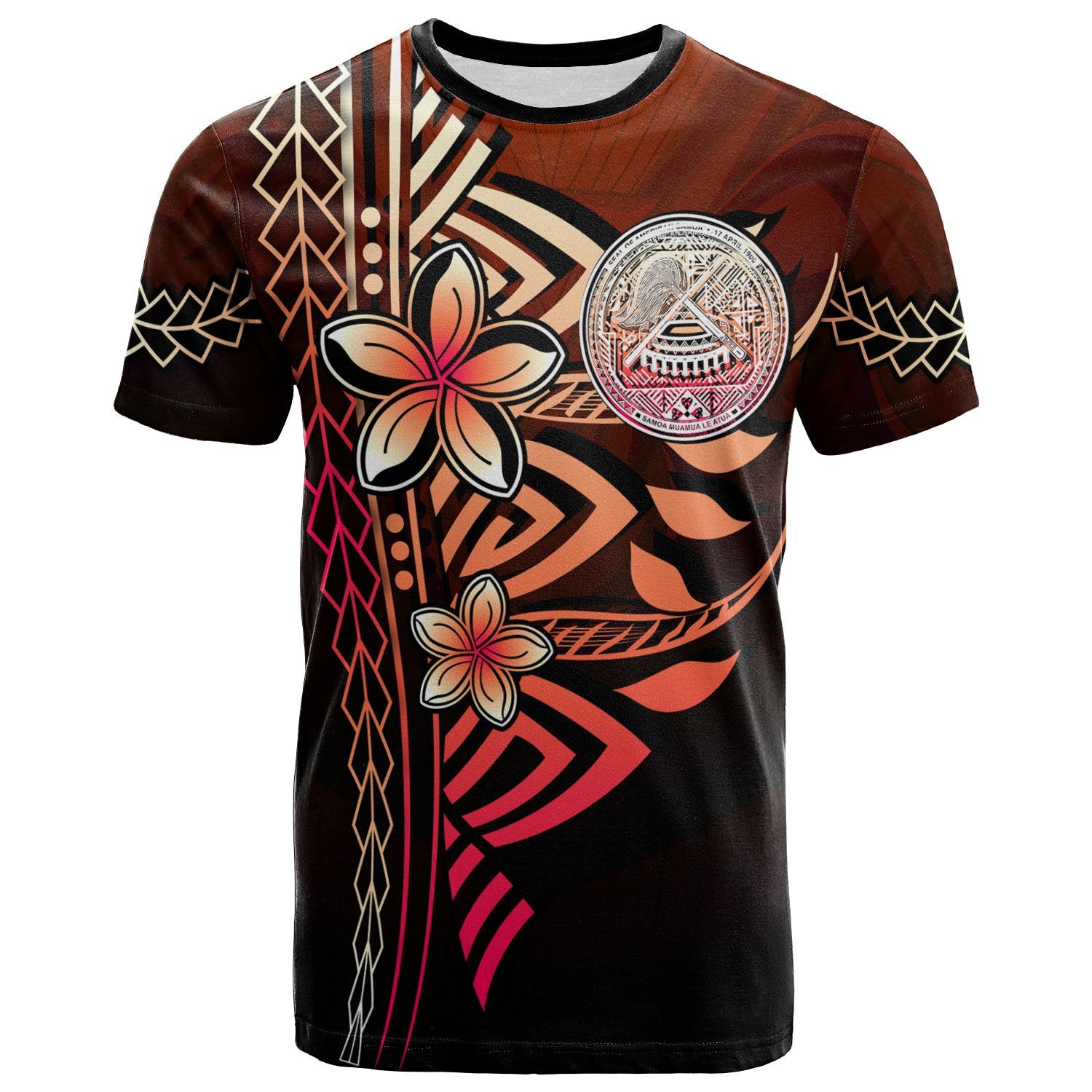 American Samoa Polynesian T Shirt Red Vintage Tribal Mountain Unisex Red - Polynesian Pride