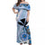 Hawaii Off Shoulder Long Dress Kakau Tribal Blue Batik Floral Ver.02 LT13 Women Blue - Polynesian Pride