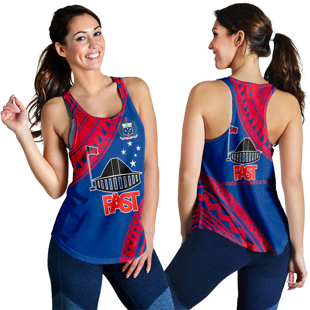 F.A.S.T Samoa Women Tank Top - Samoan Pattern - LT12 Blue - Polynesian Pride