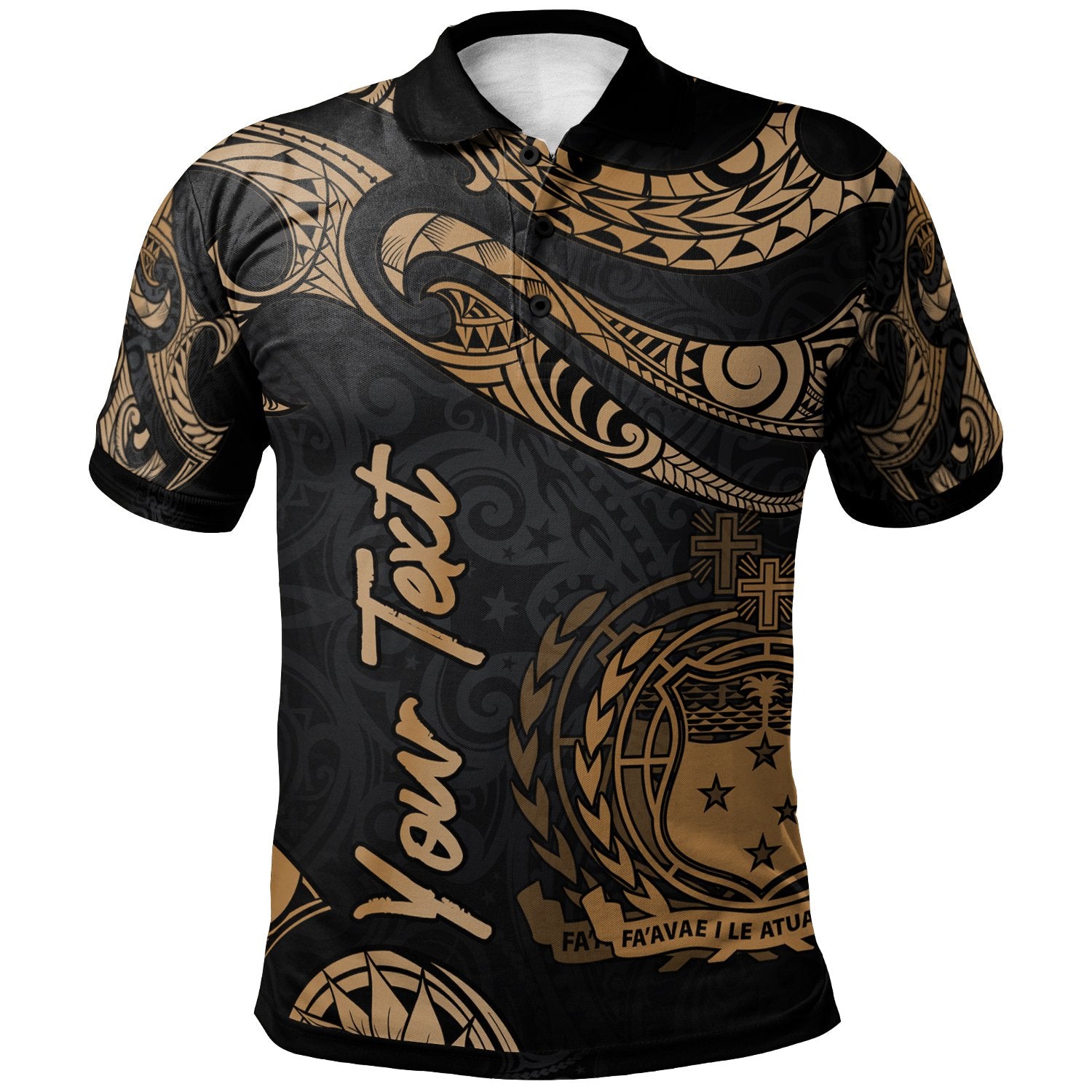 Samoa Custom Polo Shirt Polynesian Tattoo Gold Version Unisex Gold - Polynesian Pride