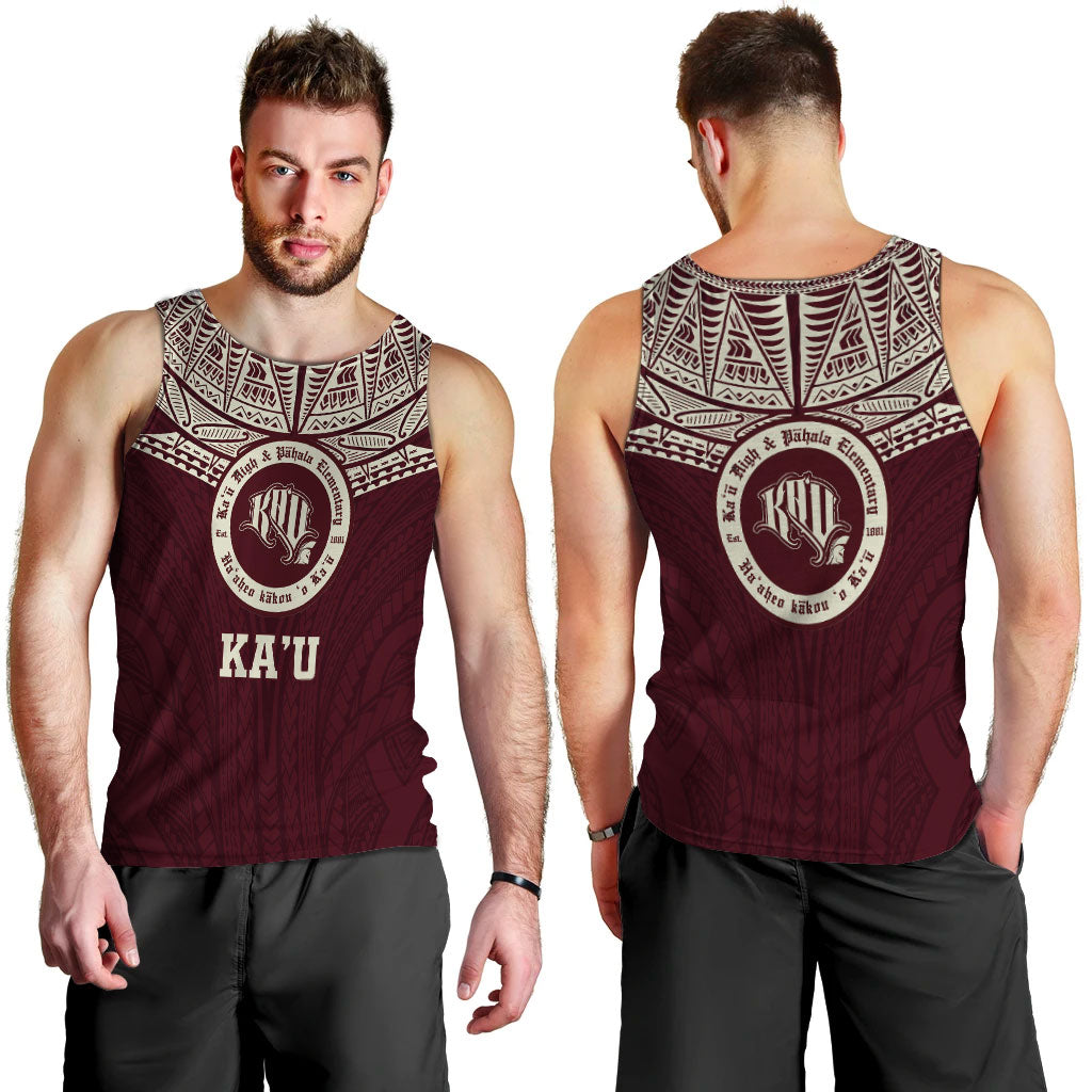 Hawaii Kau High & Pahala Elementary School Pride Men Tank Top - LT12 Red - Polynesian Pride