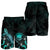 Federated States of Micronesia Polynesian Men's Shorts - Turtle With Blooming Hibiscus Turquoise - Polynesian Pride