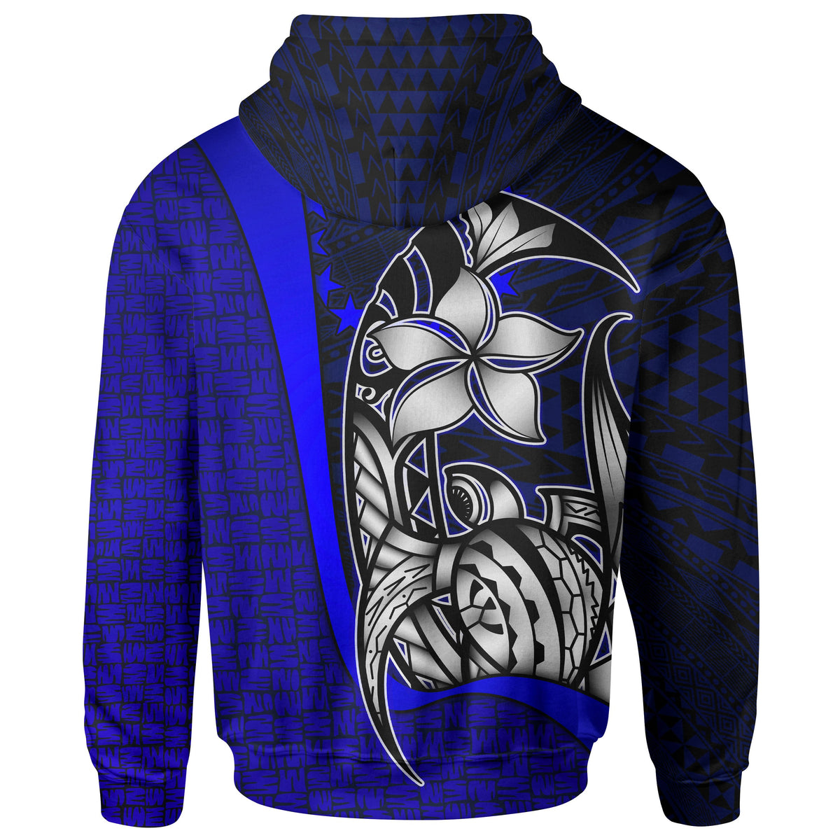 Cook Islands Polynesian Hoodie Blue Turtle with Hook - Polynesian Pride