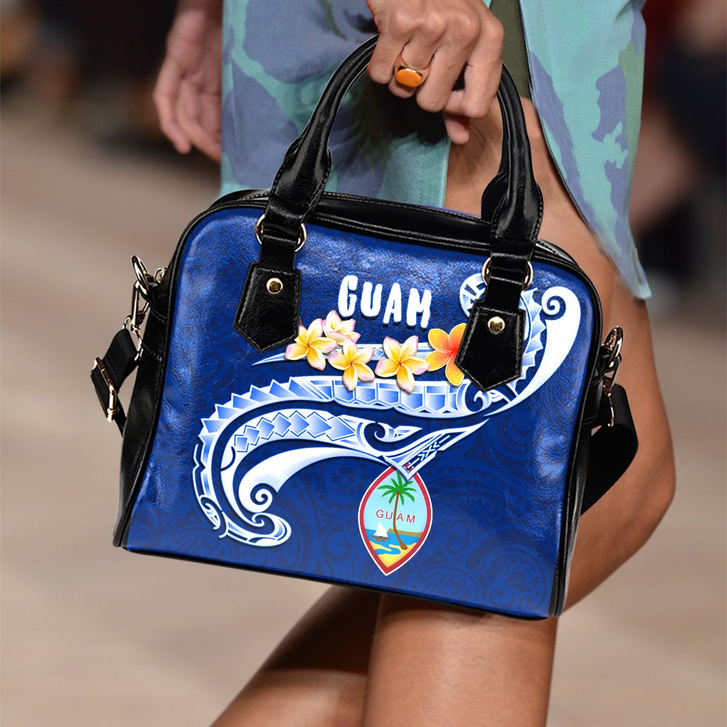 Guam Shoulder Handbag - Guam Seal Polynesian Patterns Plumeria (Blue) One Size Blue - Polynesian Pride